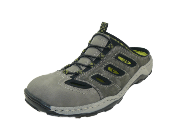 Rieker - Herrenspantolette - cement/rauch/schwarz Größe 45