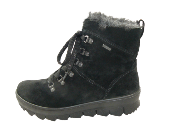 Legero - Damenschnürstiefel - NOVARA - Schwarz - Velour - Weite G Größe 6,0