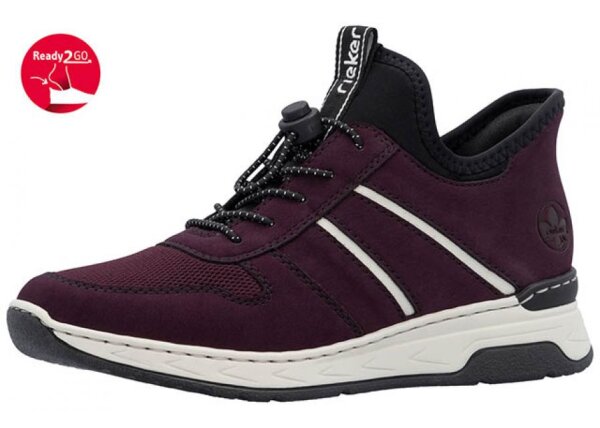 Rieker - Damenstiefelette - brombeer/offwhite/schwarz