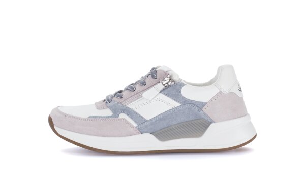 Gabor - rollingsoft - Chevron/Velour - Damenschnürer - weiss/flieder/lagune
